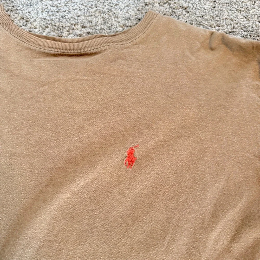 Polo Ralph Lauren Mens Medium Tan Brown Short Sleeve Pony Logo Cotton T-Shirt